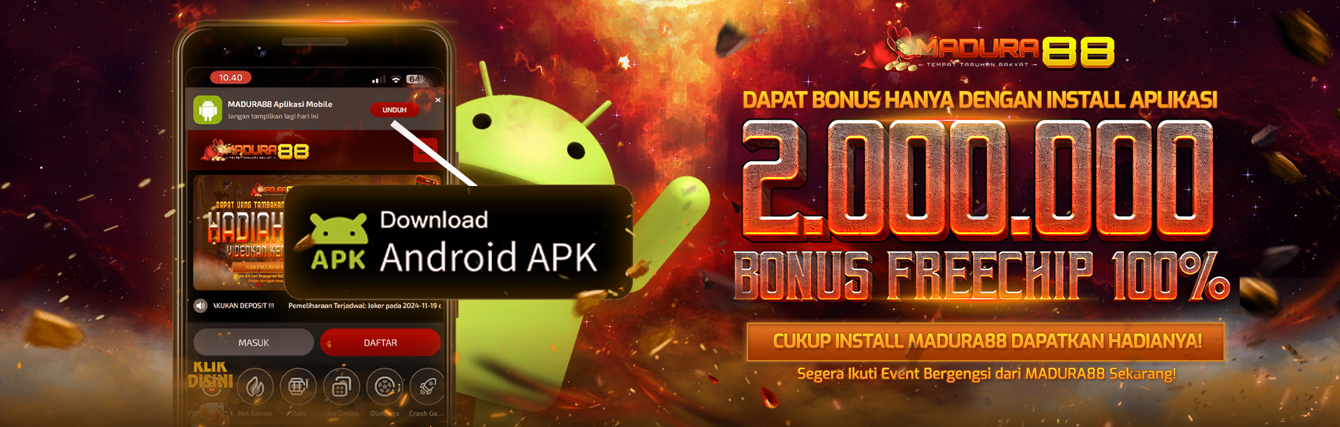 BONUS DOWNLOAD APK FREECHIP 100% 2 JUTA